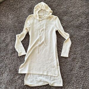 Cream Hooded Knit Pullover